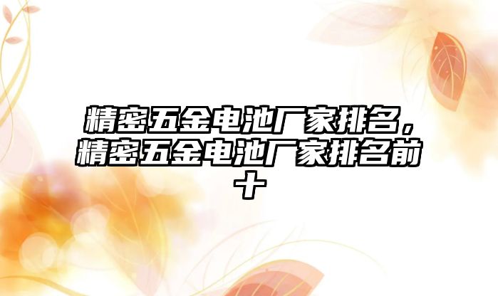 精密五金電池廠家排名，精密五金電池廠家排名前十