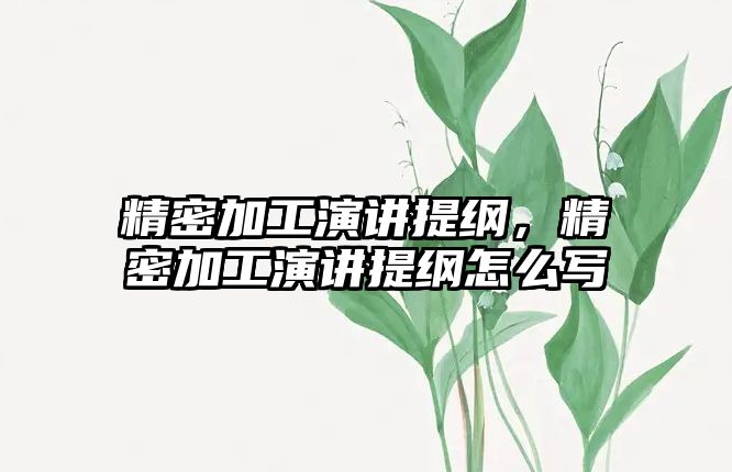 精密加工演講提綱，精密加工演講提綱怎么寫(xiě)