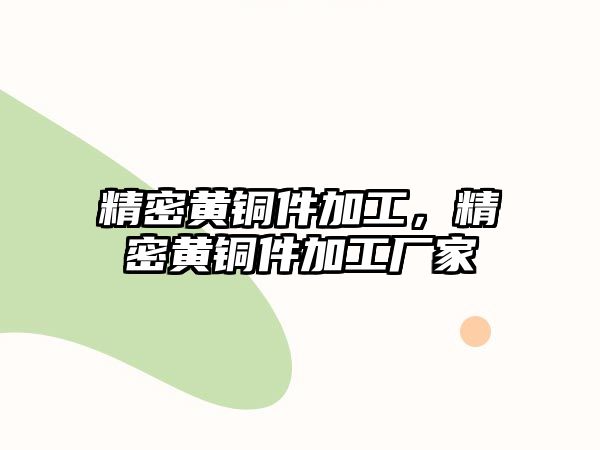 精密黃銅件加工，精密黃銅件加工廠家