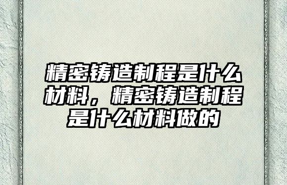 精密鑄造制程是什么材料，精密鑄造制程是什么材料做的