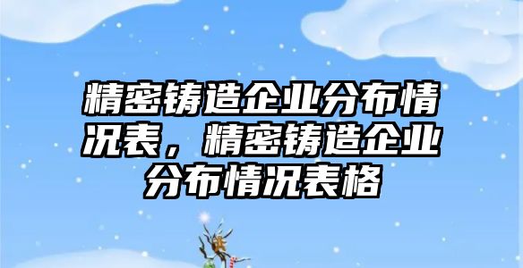 精密鑄造企業(yè)分布情況表，精密鑄造企業(yè)分布情況表格