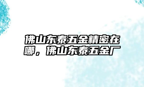 佛山東泰五金精密在哪，佛山東泰五金廠