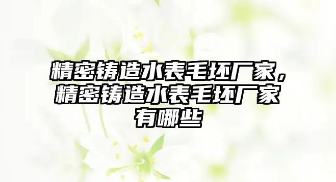 精密鑄造水表毛坯廠家，精密鑄造水表毛坯廠家有哪些