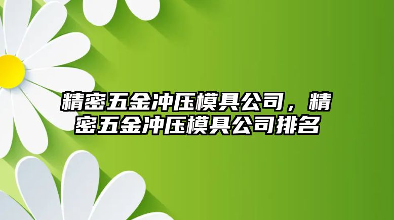 精密五金沖壓模具公司，精密五金沖壓模具公司排名