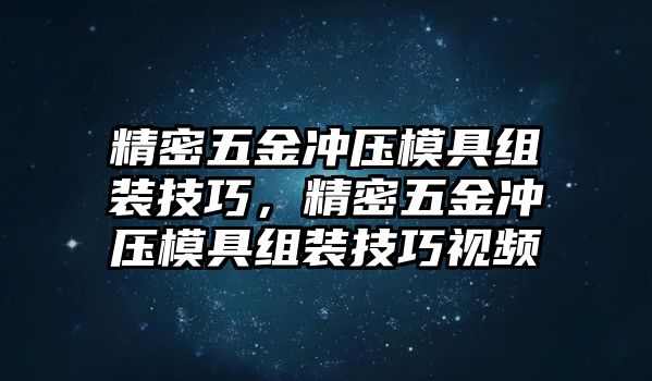 精密五金沖壓模具組裝技巧，精密五金沖壓模具組裝技巧視頻