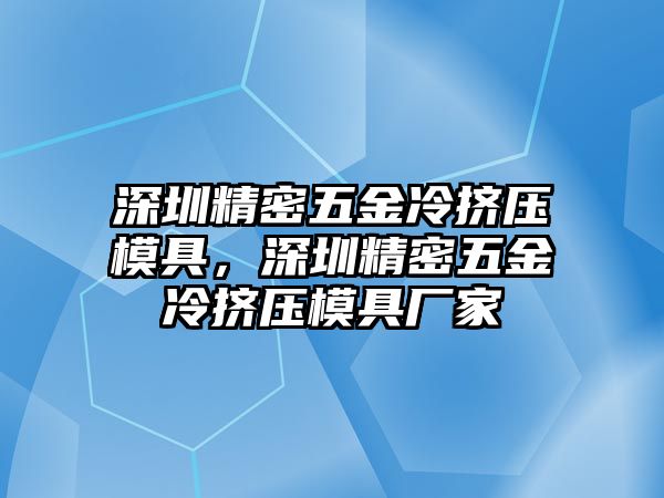 深圳精密五金冷擠壓模具，深圳精密五金冷擠壓模具廠家