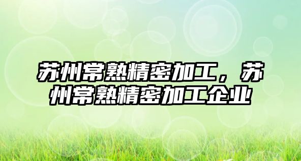 蘇州常熟精密加工，蘇州常熟精密加工企業(yè)