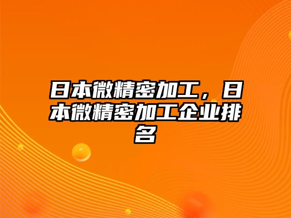 日本微精密加工，日本微精密加工企業(yè)排名