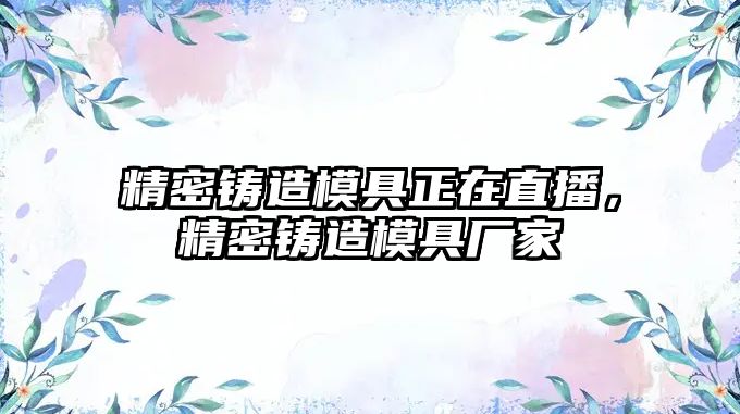 精密鑄造模具正在直播，精密鑄造模具廠家