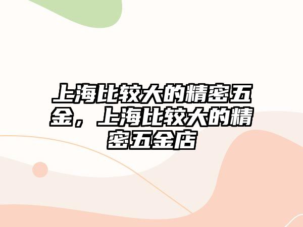 上海比較大的精密五金，上海比較大的精密五金店