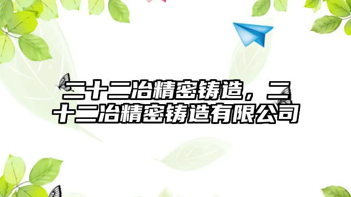 二十二冶精密鑄造，二十二冶精密鑄造有限公司