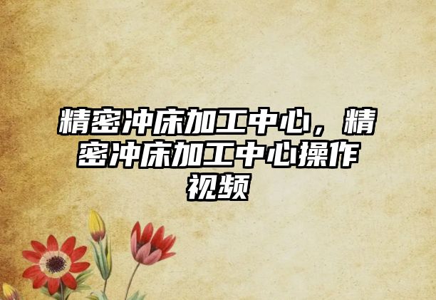 精密沖床加工中心，精密沖床加工中心操作視頻