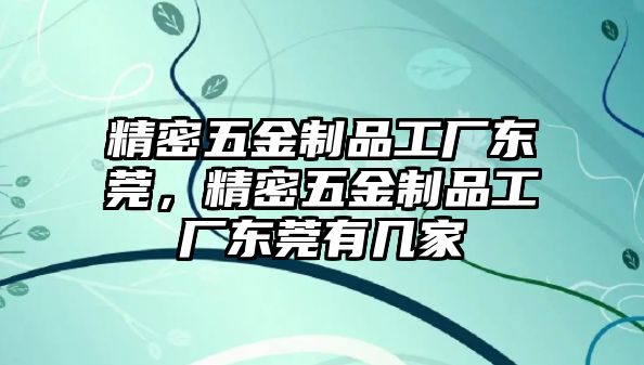 精密五金制品工廠東莞，精密五金制品工廠東莞有幾家