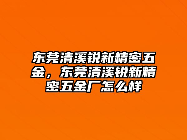 東莞清溪銳新精密五金，東莞清溪銳新精密五金廠怎么樣