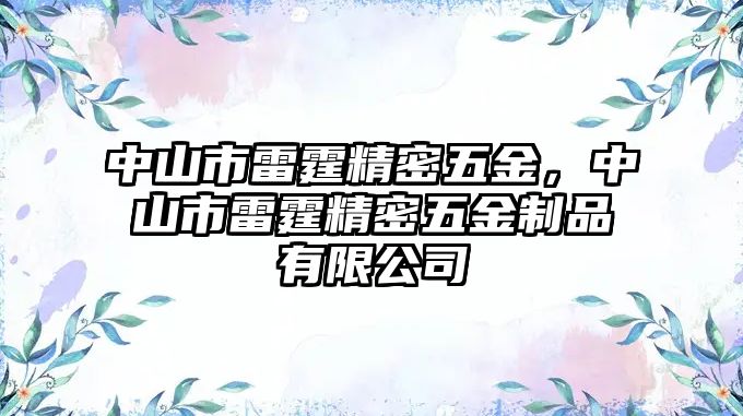 中山市雷霆精密五金，中山市雷霆精密五金制品有限公司