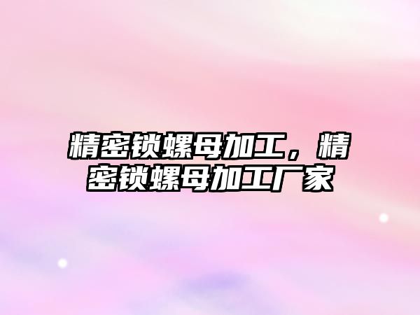 精密鎖螺母加工，精密鎖螺母加工廠家