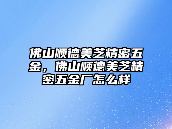 佛山順德美芝精密五金，佛山順德美芝精密五金廠怎么樣