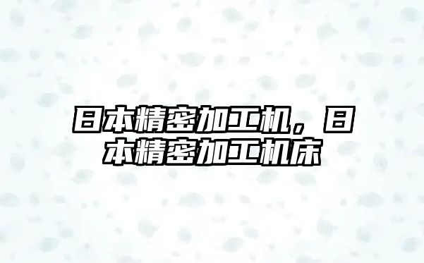 日本精密加工機，日本精密加工機床