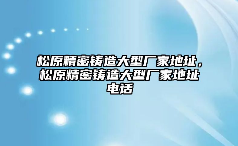 松原精密鑄造大型廠家地址，松原精密鑄造大型廠家地址電話