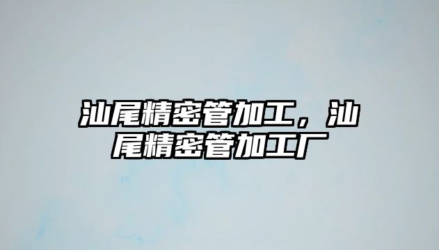 汕尾精密管加工，汕尾精密管加工廠