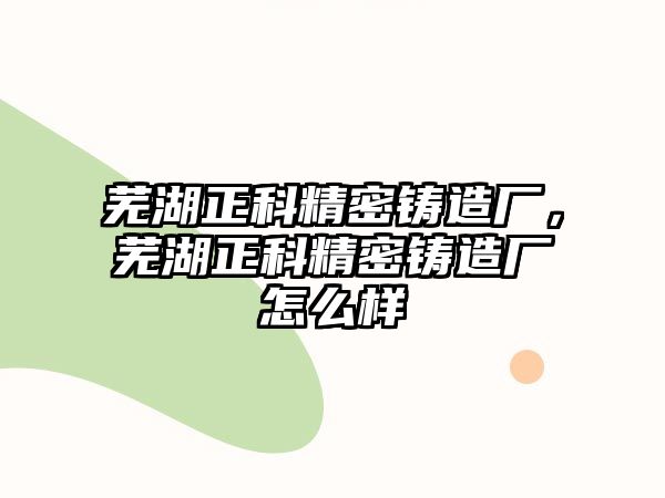 蕪湖正科精密鑄造廠，蕪湖正科精密鑄造廠怎么樣