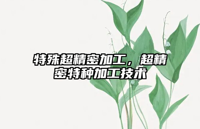 特殊超精密加工，超精密特種加工技術(shù)