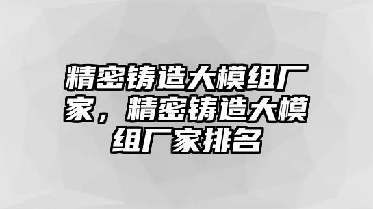 精密鑄造大模組廠家，精密鑄造大模組廠家排名