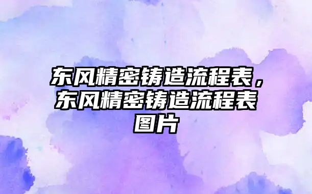 東風精密鑄造流程表，東風精密鑄造流程表圖片