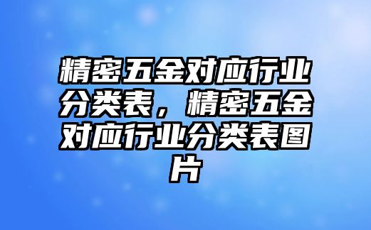 精密五金對(duì)應(yīng)行業(yè)分類表，精密五金對(duì)應(yīng)行業(yè)分類表圖片