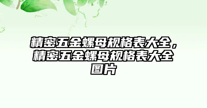 精密五金螺母規(guī)格表大全，精密五金螺母規(guī)格表大全圖片