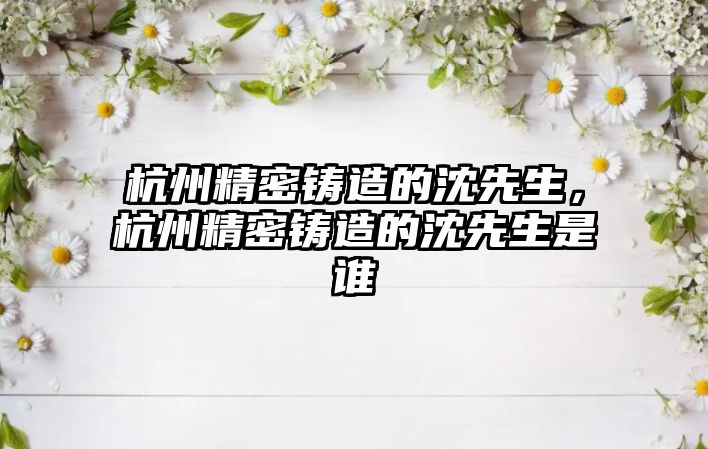 杭州精密鑄造的沈先生，杭州精密鑄造的沈先生是誰