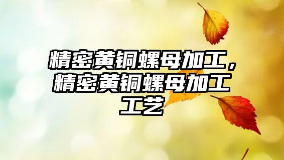 精密黃銅螺母加工，精密黃銅螺母加工工藝